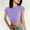 Purple, variant on Ribbed Crop Top T Shirt, Women Crew Neck Short Sleeve Ribbed Slim Fitted Stretchy Cropped Exposed Navel Everyday Daily Summer Casual Tops, Beige L