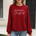 thumbnail image 5 of Neewe Christmas Women's Fall Oversized Sweatshirt Casual Waffle Knit Long Sleeve Crewneck Split Pullover Tunic Tops, 5 of 6