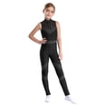 thumbnail image 1 of Yanarno Girls Rhinestone Gymnastics Leotards Ballerina Dance Costume Mock Neck Key Hole Back Figure Black 8, 1 of 7