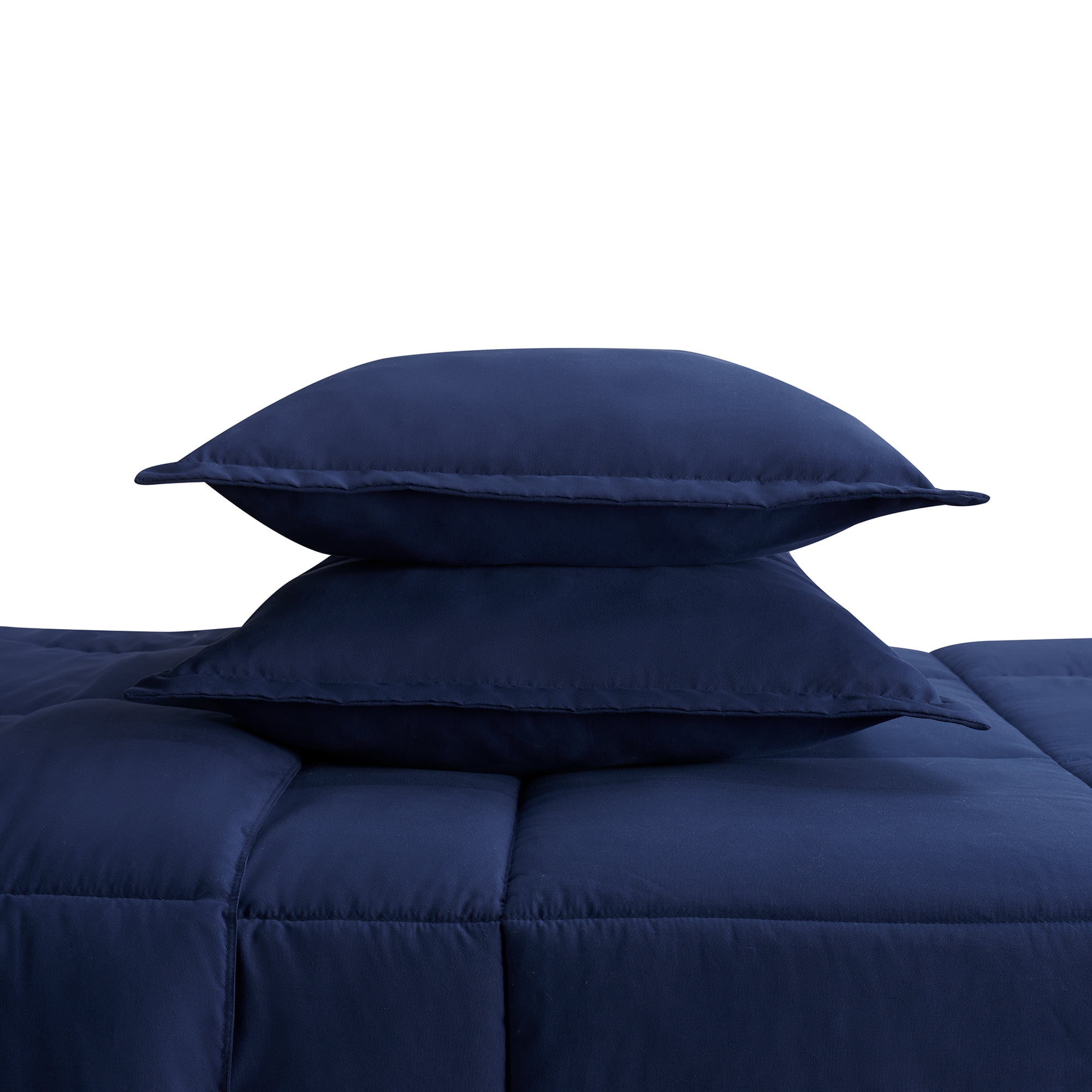 Serta Simply 3-Piece Clean Antimicrobial Navy Blue Comforter Set, Full/Queen
