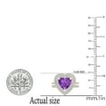 thumbnail image 4 of Dazzlingrock Collection 8mm Heart Amethyst & Round White Diamond Double Halo Engagement Ring Set for Women (0.65 ctw, Color I-J, Color I1-I2) in 14K Rose Gold, Size 8.5, 4 of 5