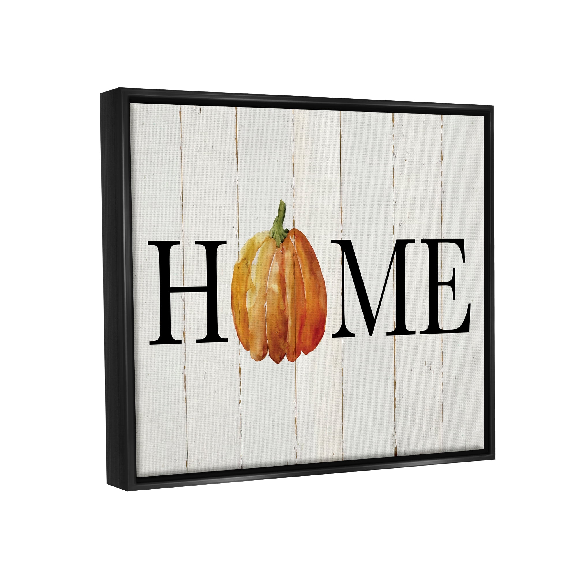 Stupell Industries Rustic Home Pumpkin Holiday Painting Black Floater Framed Art Print Wall Art, 31 x 25