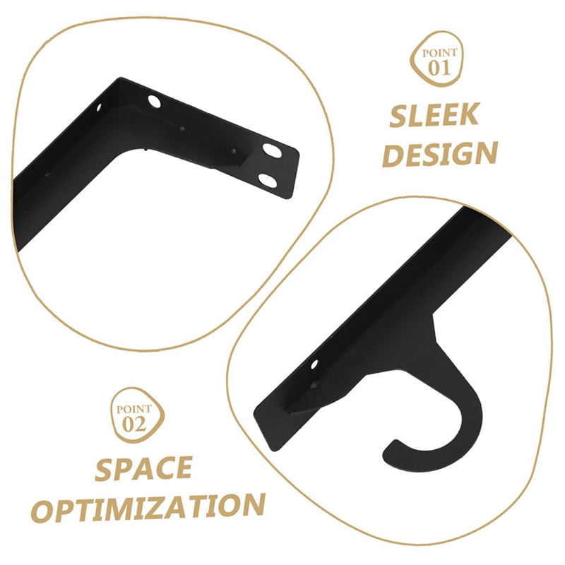 Heavy Duty Wall-Mounted Closet Rod Brackets with Hook Metal Shelf Support Holders for Bedroom Holder for Hanging Clothes