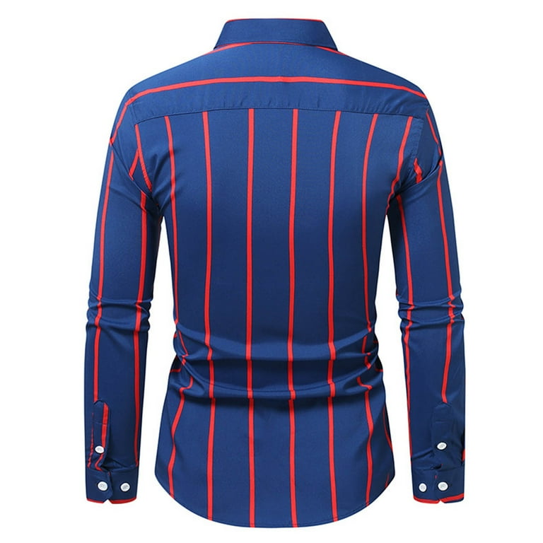 ZCFZJW Men's Casual Long Sleeve Vertical Striped Button Down Dress
