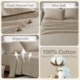 thumbnail image 3 of Sábanas de franela Sleep Philosophy True North King, beige y blanco, 3 of 9
