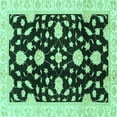 thumbnail image 1 of Ahgly Company Machine Washable Indoor Square Oriental Turquoise Blue Traditional Area Rugs, 4' Square, 1 of 4