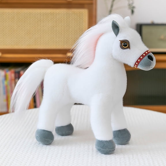 karymi Hanging Leg Horse Plush Toy Big Eyes Sitting Position Doll Soft Fabric Stuffed Animal Gift Pillow for Kids Bedroom Decor Gifts for Men Living Room Decor House Decor