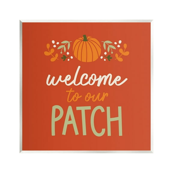 Stupell Industries Welcome Pumpkin Patch Phrase Holiday Painting Unframed Art Print Wall Art, 12 x 12