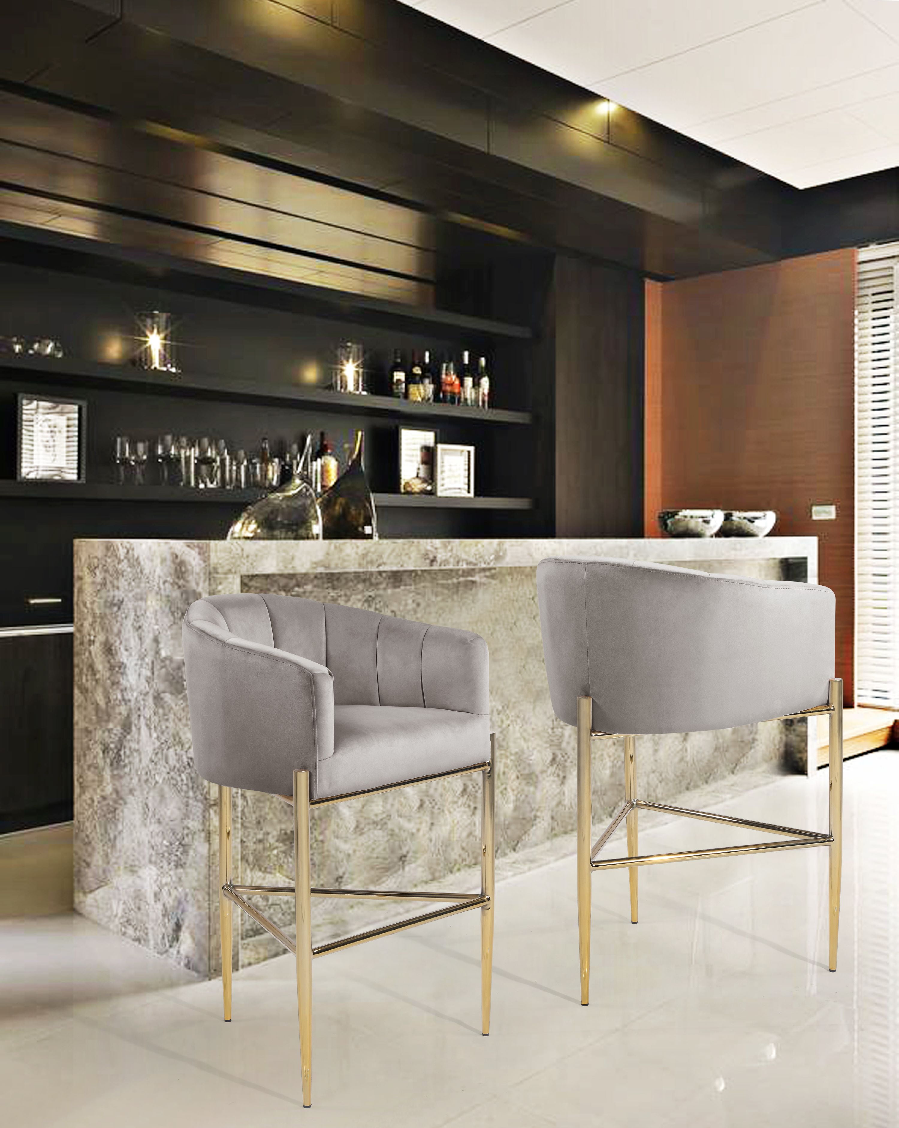 Chic Home Ivah Velvet Upholstered 3 Legged Bar Stool Chair Walmartcom Walmartcom