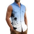 thumbnail image 5 of Erwazi Men's Hawaii Printed Lapel Button Down Vest Sleeveless Collared Beach Casual Summer Top with Chest Pocket, 5 of 6