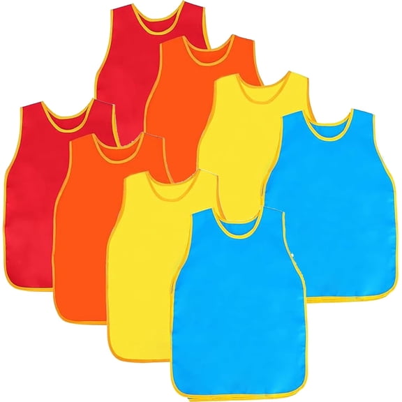 8 Pack Art Smock for Kids,Waterproof Artist Painting Aprons,Roomy Sleeveless Kids Painting Art Apron,Children Art Smocks,Toddler Smock for Painting Art Craft Classroom Kitchen,4 Colors