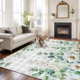 thumbnail image 3 of Area Rug for Living Room, Green Eucalyptus Leaves Non-Slip Indoor Large Carpet for Bedroom/Dining Room, Daisy Summer Botanical Watercolor Plaid Washable Low-Profile Floor Runner Rugs - 6 x 9 Ft, 3 of 7