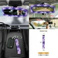 thumbnail image 7 of Yuyamidu 15 PCS Car Seat Cover Set Dolphin Steering Wheel Cover Seat Belt Pad Cover Trash Bin Rear View Mirror Cover Cup Holders Keychain Air Vent Storage Holder Leopard Print Car Decor, Purple, 7 of 7