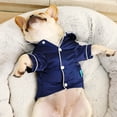 thumbnail image 6 of Minimanihoo Pet Dog Cat Pajamas Clothes Soft Lapel Shirts Loungewear for Small/Medium Dogs and Cats XS-2XL,Navy Blue, 6 of 15