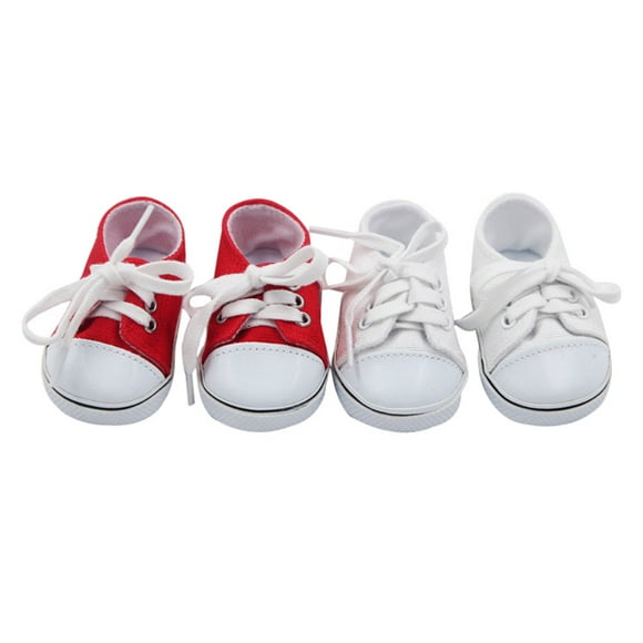 Tongliya Chaussures Adapté pour les Poupées 18 Pouces Non Tissé Poupée Garçon Fille Toile Chaussures 7cm Blanc
