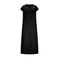 thumbnail image 4 of Xuniizn Robe en Coton et Lin pour Femme Grande Taille, Robe Chemise à Col en V, Décontractée, Couleur Unie, Boutonnée, Robe Maxi d'Été, P-3TG, 4 of 6