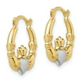 thumbnail image 2 of 10K & Rhodium Claddagh Hollow Hoop Earrings 10ER261, 2 of 3