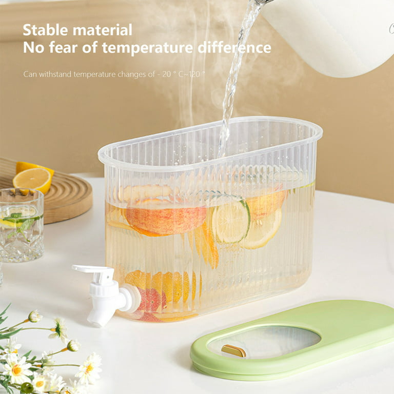 Glass Cold Kettle With Faucet In Refrigerator Drink Dispenser For