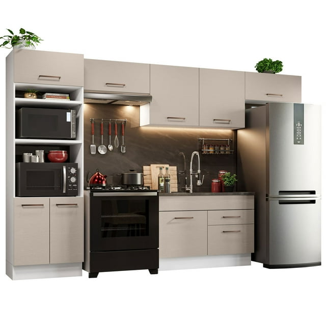 Cocina Integral MADESA 350cm Blanco/Crema Agata