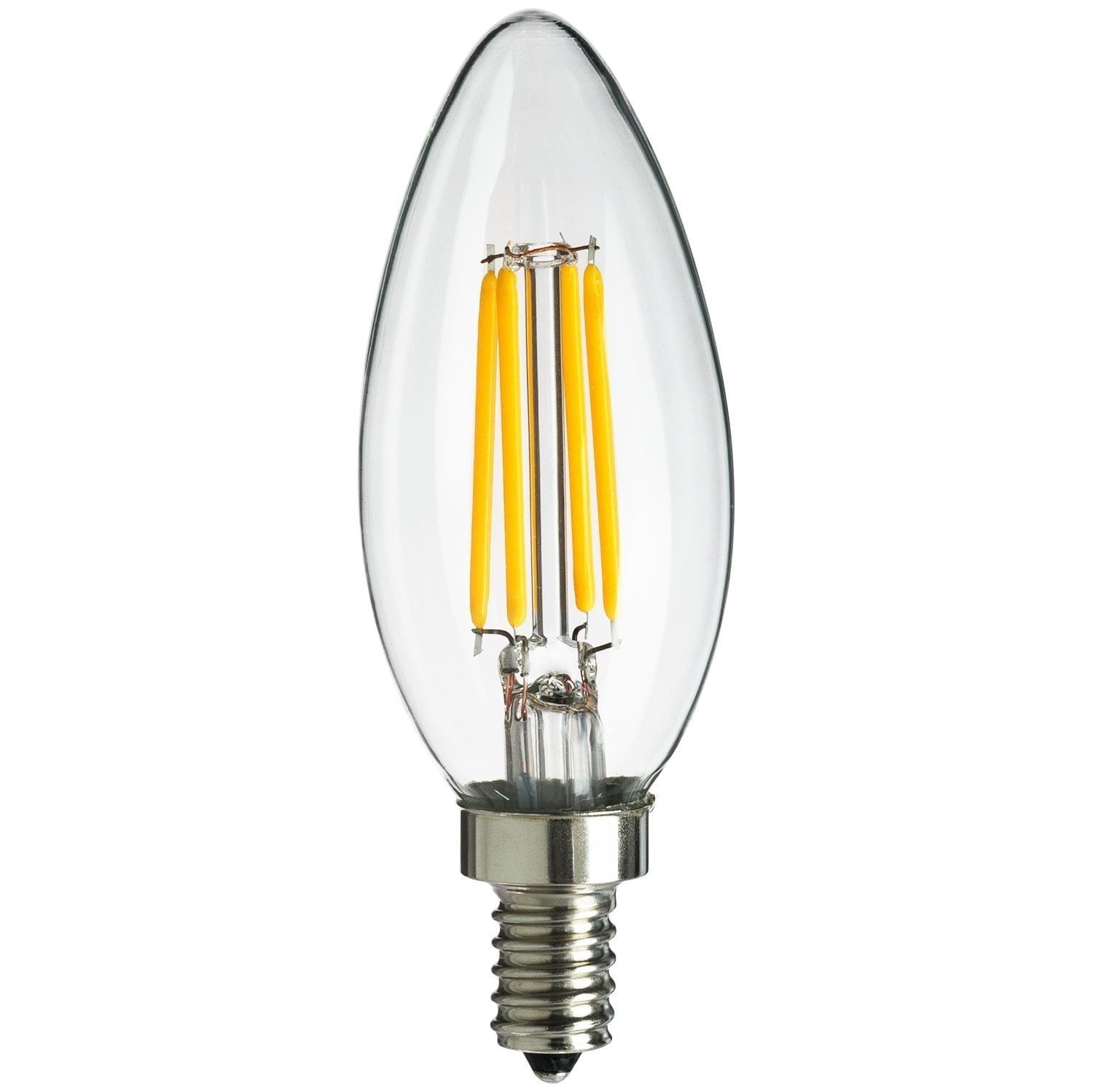 Savewize Energy Saving 4-Watt LED Filament Chandelier Light Bulb - Dimmable - Soft White 2700K - Torpedo Tip - Exact Equivalent to Standard 40W Incandescent Chandelier Bulb