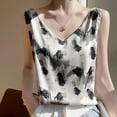 thumbnail image 7 of 2024 Summer Women's V-neck Silk Top Satin Top with Beautiful Print Luxry Summer Vest Top Cropped Top Tops for Women Sexy Blouse (CORAL RED,S), 7 of 7
