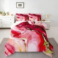 thumbnail image 2 of Manfei Aesthetic Marble Queen Comforter Set,Modern Fluid Art Bedding Sets,Red Gold Bedding Comforter Set For Adult,Breathable Bedroom Decor Reversible,3-Piece, 2 of 8