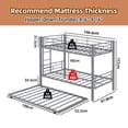 thumbnail image 3 of UIOWIO Triple Bunk Bed Twin over Twin with Trundle,Triple Twin Bunk Bed with Ladder & Guardrail,Metal Convertible Triple Bunk Bed Frame for Teen & Adult,Bedroom,Dorm,Silver(Mattress not included), 3 of 10