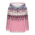 thumbnail image 7 of Womens Oversized Sweater Hoodie Western Ethnic Print Knit Pullover Loose Winter Tops Pocket Casual Boho Sweaters (M, Pink 01), 7 of 7