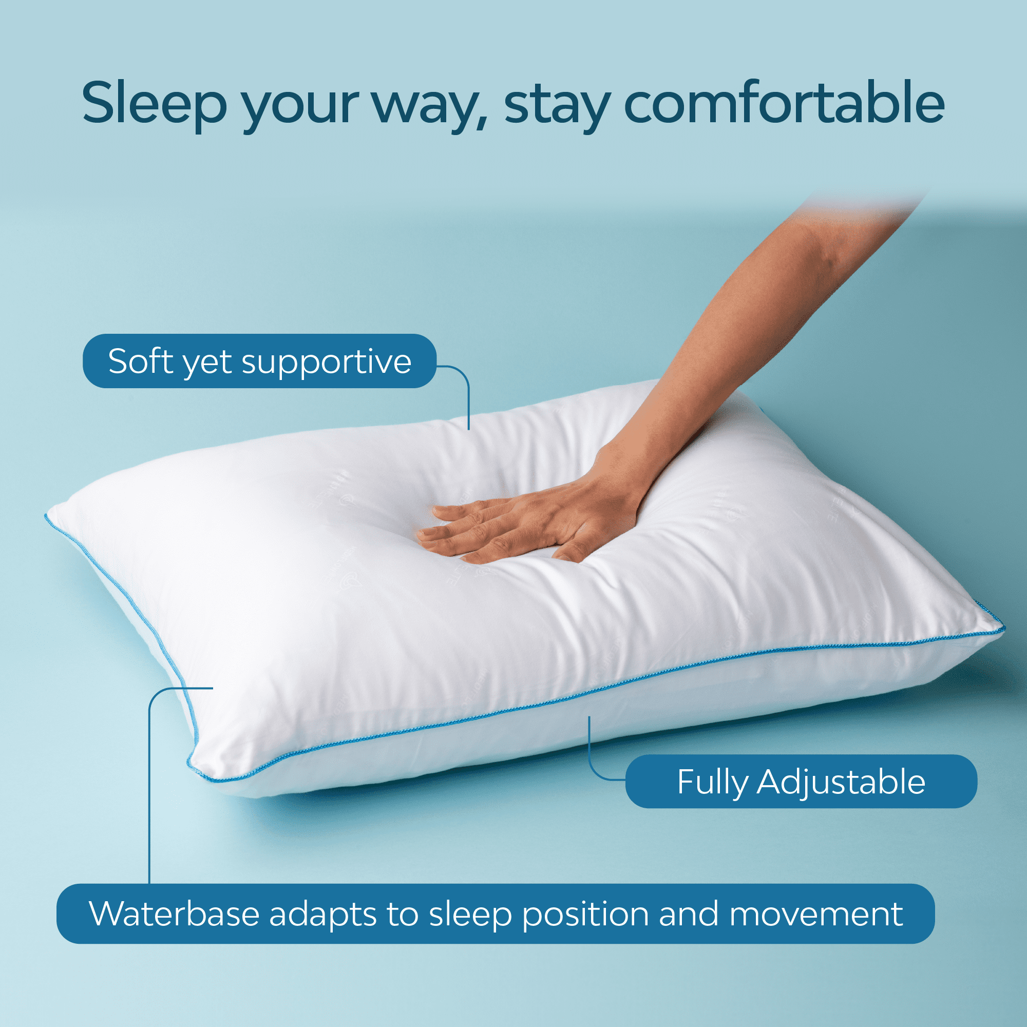 Water Pillow - Elite Collection, Down Alternative Pillow. Orthopedic Pillow for Neck Pain Relief, Adjustable Water Pillow for Sleeping. (Single Pillow)