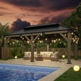 thumbnail image 5 of LUXOAK 12x20 FT Hardtop Gazebo, Wooden Pavilion with Iron Double Roof, Outdoor Pergola, 5 of 9