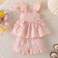 thumbnail image 2 of RMGVDSD Baby Girl Clothes Floral Print Toddler Girls Summer Outfit Sleeveless Ruffle Shirt Tank Tops And Shorts Two Piece Sets Toddler 3-4 Years, 2 of 6