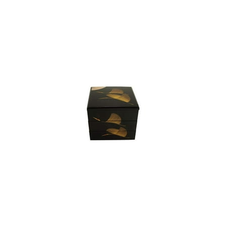 

JAPANESE JUBAKO LAC STACK 3-TR 6 BLK W/CRANES