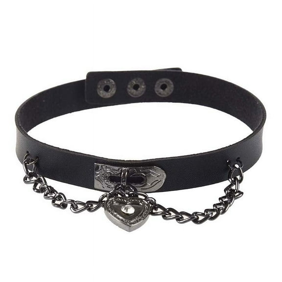 Leather chain necklace Gothic Punk Choker Black