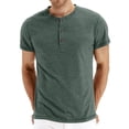 thumbnail image 6 of Vicojack Men's Henley T-Shirts 3-Button Placket Short Sleeve Plain Casual Summer Tee, Pack of 2 (M-XXL), 6 of 9