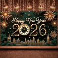 thumbnail image 5 of Golden Fireworks Happy New Year Banner Vintage Clock 2026 New Year Display City Gold Accent New Year Eve Backdrop for New Year Party Eve Celebration Home Decoration, 5 of 9