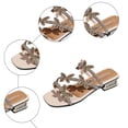thumbnail image 4 of Rokment Sparkly Rhinestones Butterfly Slides Dressy Sandals for Women Bride Wedding Square Toe Bling Chunky Block Low Heels Slip on Backless Dress Slippers Summer Gold Size 6.5, 4 of 5