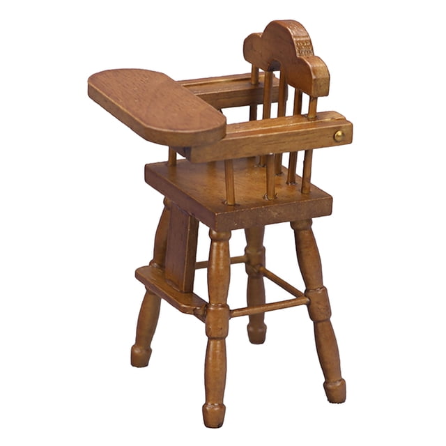 KAKOWELY Silla alta de madera en miniatura, juguete educativo de madera, silla alta para juegos de rol para niños
