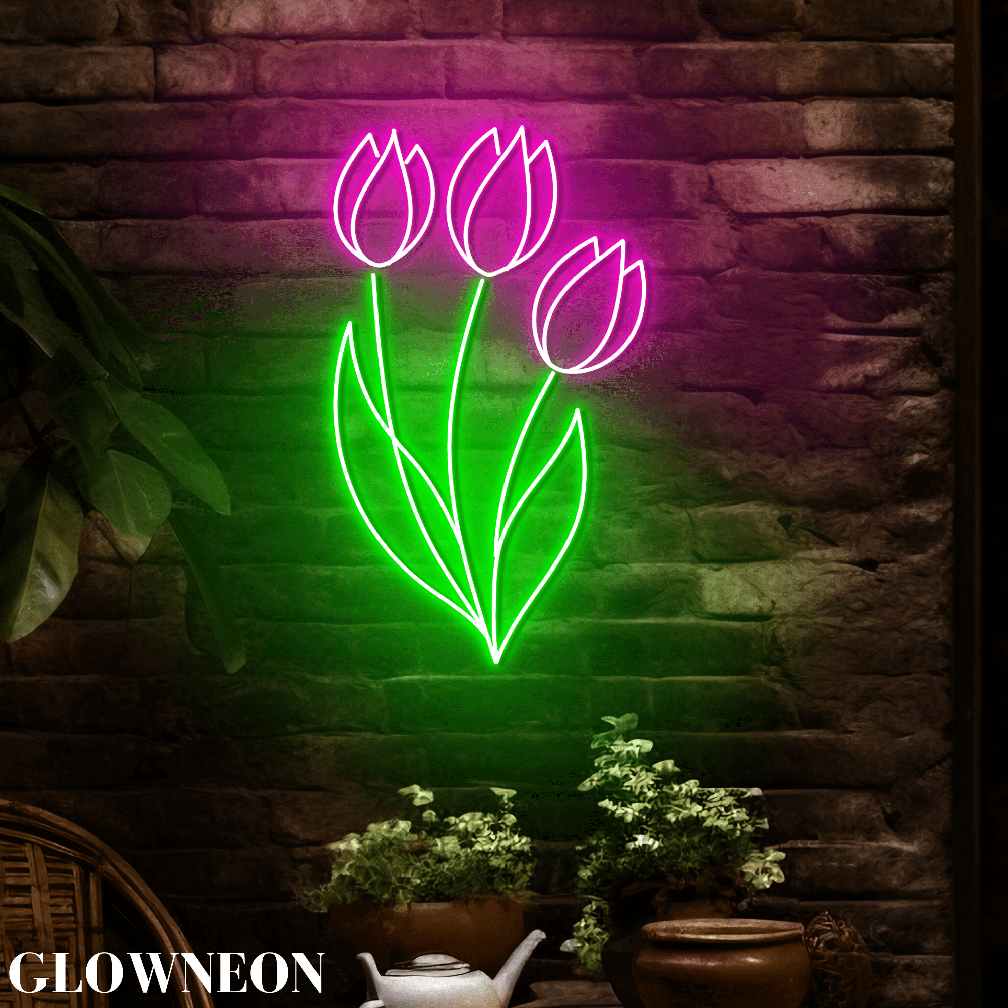 Glowneon Tulip Flower Neon Sign, Tulip Shop Open Led Sign, Mom Gifts
