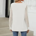 thumbnail image 5 of ATOYSOY Casual Elegant Cotton Linen Loose Lace Shirts for Women Long Sleeve Business Tees Keyhole Neck Pullovers Patchwork Raglan Tops Outwear Fall Trendy White L, 5 of 6
