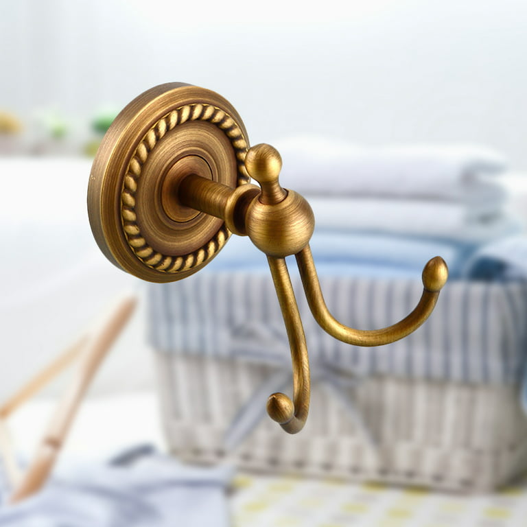 Retro European Style Wall-Mounted Hook Antique Brass Double hooks for Coat  Towel Robe Clothes Bathroom Bar
