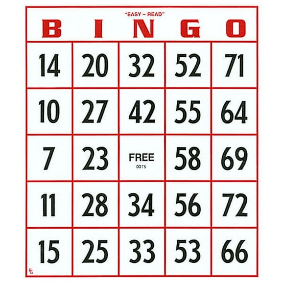 EZ to Read Bingo Cards -Set of 25