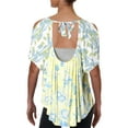 thumbnail image 2 of FREE PEOPLE Womens Yellow Cold Shoulder Floral Short Sleeve Scoop Neck Top M, 2 of 2