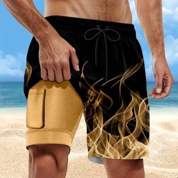 WILLBEST Pantalones Cortos Deportivos para Hombre, Pantalones Casuales de Verano para Playa de Doble Capa, Pantalones Cortos de Estilo Casual Estampado Versátiles A La Moda para Hombre