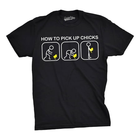 Mens Pick Up Chicks Funny Easter Shirt Stick Figure Novelty T shirt Humor (Best Site To Pick Up Chicks)