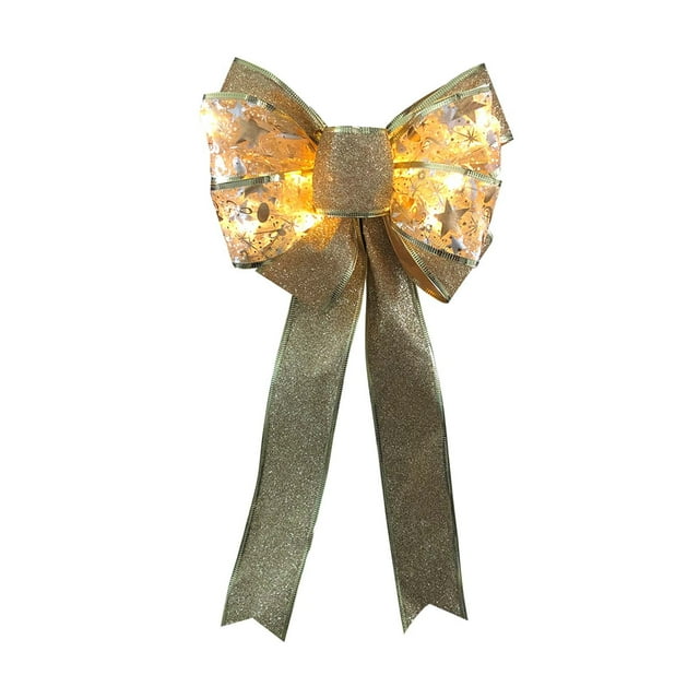 CEHVOM 2023 New Christmas Luminous Bow Christmas Tree Diy Decorative Pendant LED Double Layer With Light Ribbon Bow Clearance