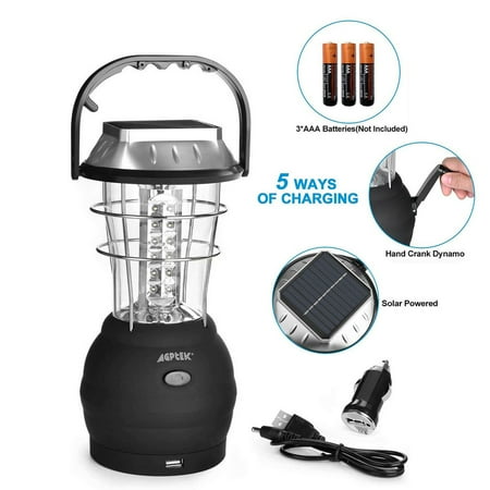 Solar Portable Rechargeable LED Camping Lantern Outdoor Dynamo Tent Hiking Lamp