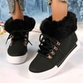 thumbnail image 2 of FRSASU Women's Flat Lace-Up Snow Ankle Boots Winter Warm Thick-Soled Non-Slip Plush Lined Work Boots Black, 2 of 9