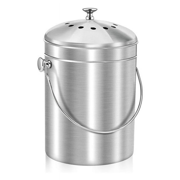 Compost Bucket for Kitchen Countertop,1.3 Gallon Stainless Steel Compost Bin Indoor with Lid, Odorless Food Waste Bucket