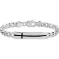 thumbnail image 3 of Sterling Silver Rhodium-Plated Enameled Cross On Bar Men's 8In Bracelet (Width 10.1) (Length 8) - Jbsp, 3 of 5