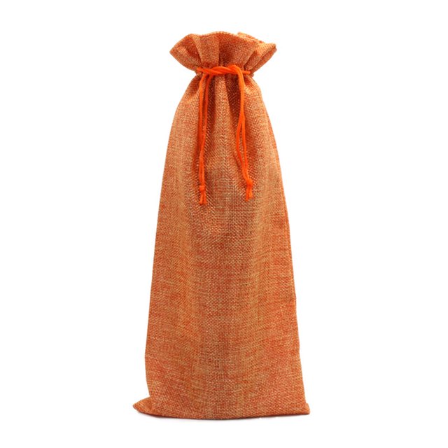 sweethay Bolsa de almacenamiento de vino con cordón, organizador portátil de regalos de champán para fiestas, bolsa de lino para Hotel, Almacenamiento y organización del hogar Naranja